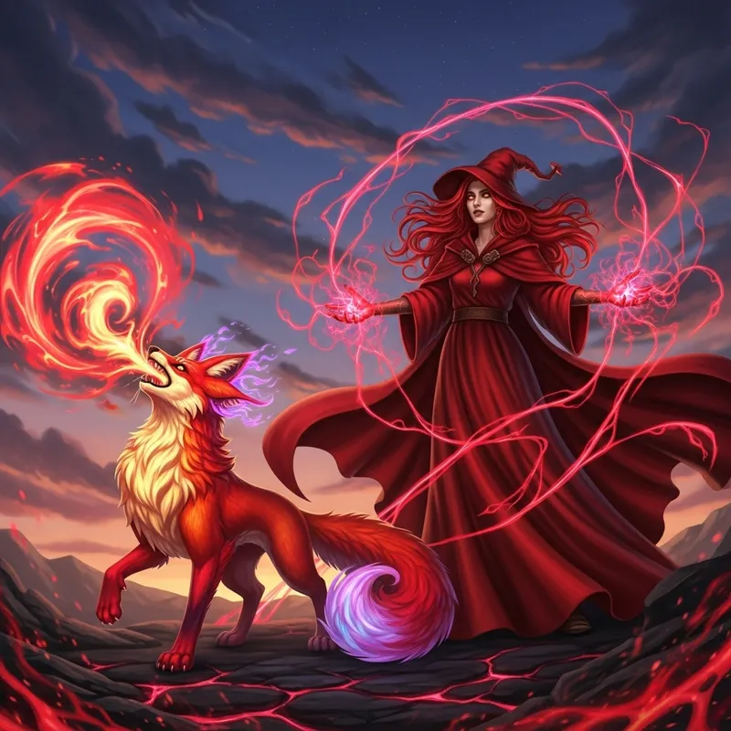 Delphox and Scarlet Witch: Mystical Fire Creature Artwork Delphox and Scarlet Witch: Mystical Fire Creature Artwork