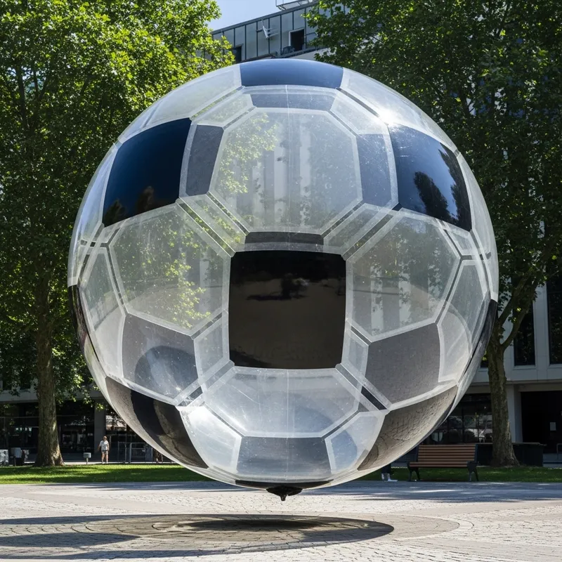 50ft Clear Glass Soccer Ball Suspended 10ft Above Ground