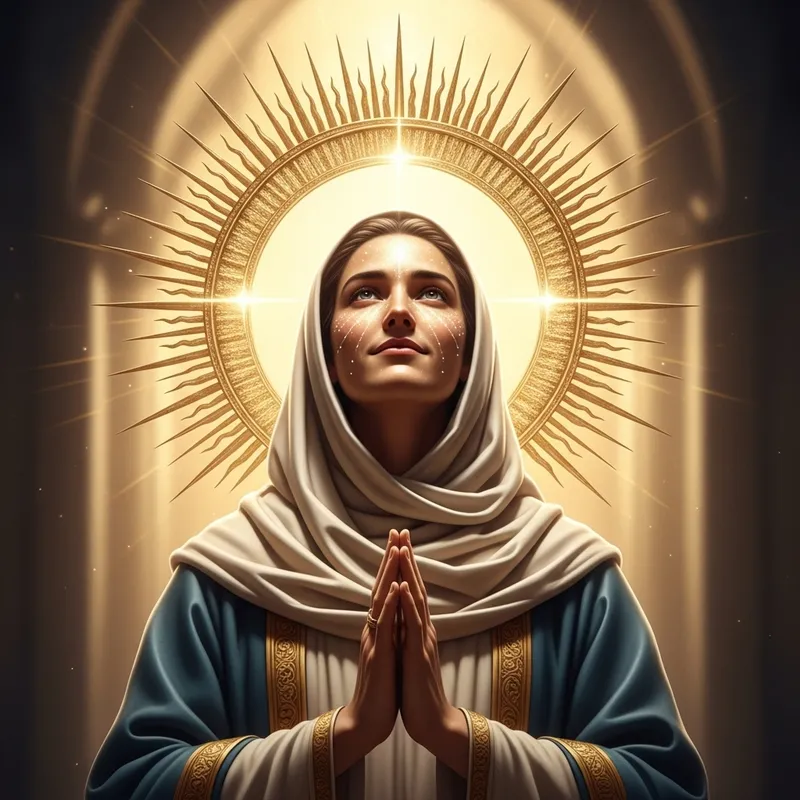 Divine Figure with Sun Corona Halo | Spiritual Tranquility