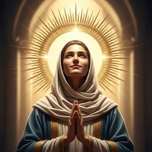 Reverential Spiritual Figure with Golden Halo | Tranquility & Reverence