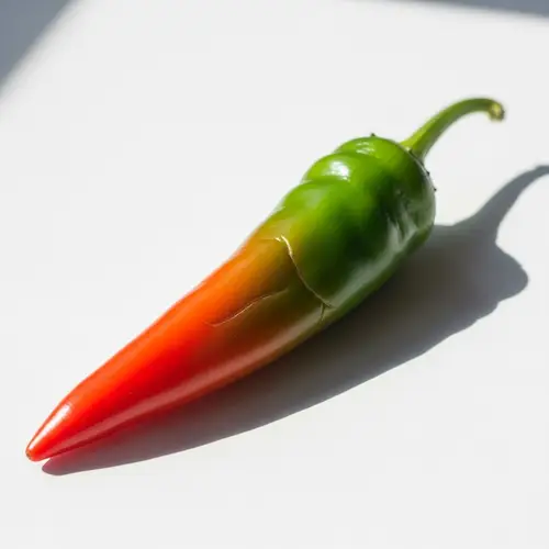 Vibrant Red and Green Chili Pepper on White Surface