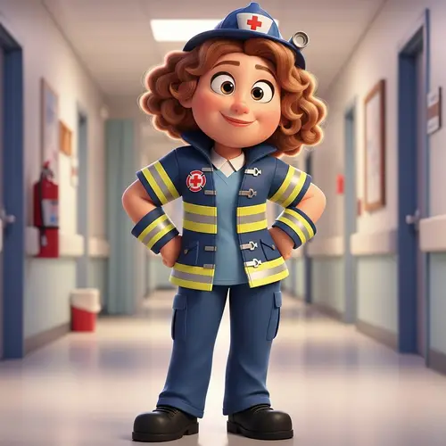 Pixar-Inspired Firefighter Nurse Face Art