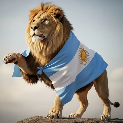 Majestic Lion King of the Jungle with Argentine Flag