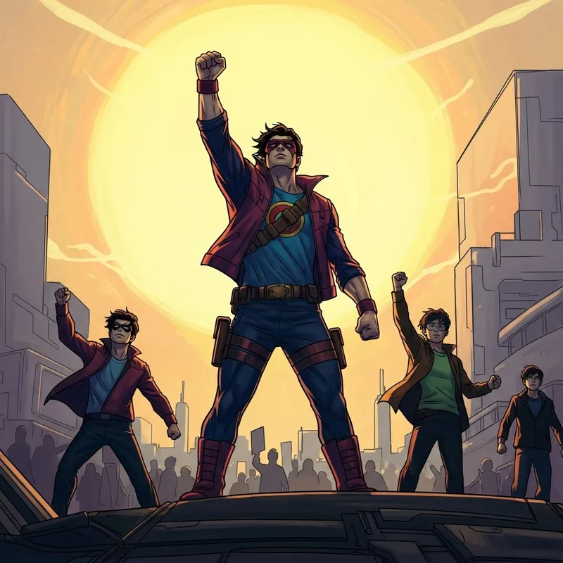 Dynamic Heroic Revolution: Vibrant Comic Book Illustration Dynamic Heroic Revolution: Vibrant Comic Book Illustration