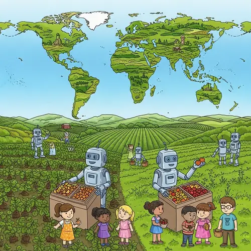 Harmonious Global Scenery: Humans and Robots Cultivating Crops Together