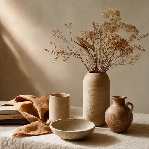 Artful Still Life: Ceramics & Dried Flowers