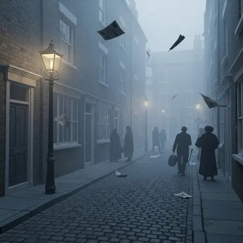 Foggy Victorian Era Alley in East End of London