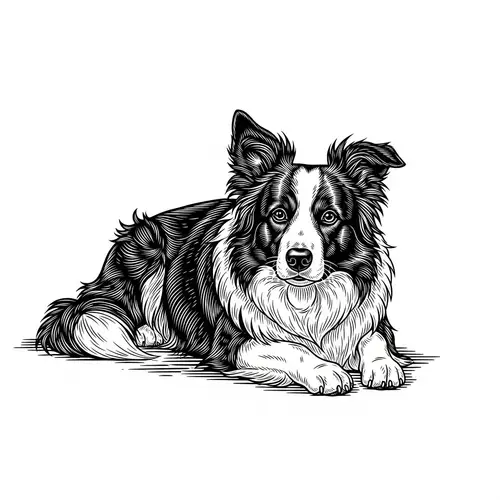 Vintage Border Collie T-Shirt Design