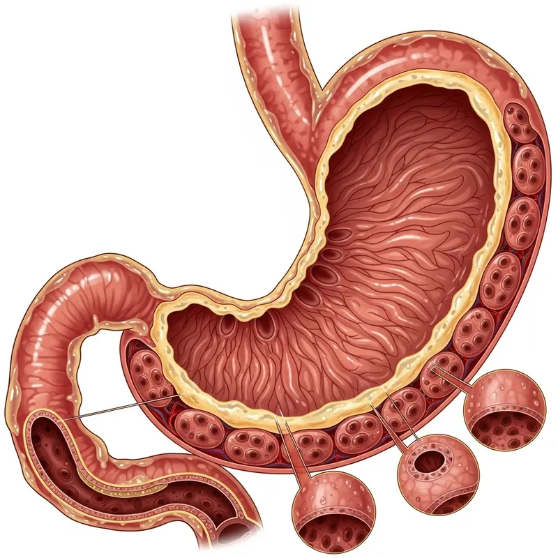 Detailed 360-Degree Stomach Interior Illustration
