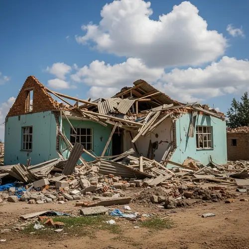 Impact of Political Conflict: Devastation of a House