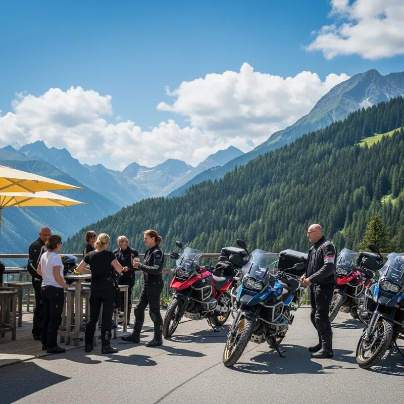 Motorcyclists Enjoying Perfect Day in Europe Motorcyclists Enjoying Perfect Day in Europe