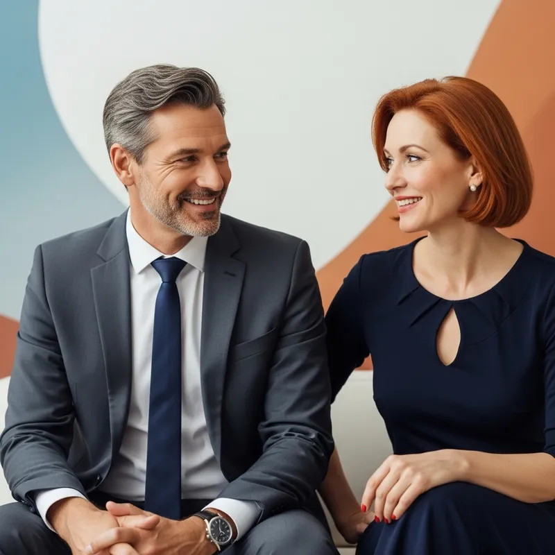 Business Tycoon Elon Musk in Stylish Suit with Red-Haired Woman