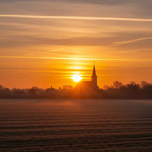 Tranquil Church at Sunrise: A Symbol of Hope