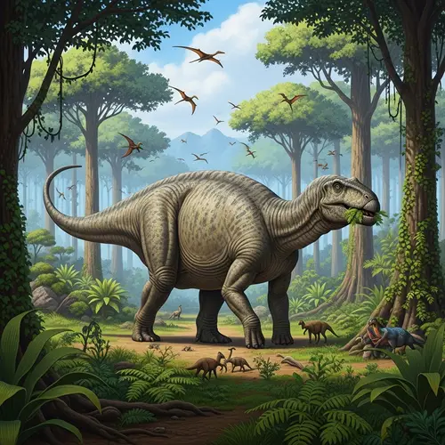 Majestic Dinosaur in Lush Tropical Forest