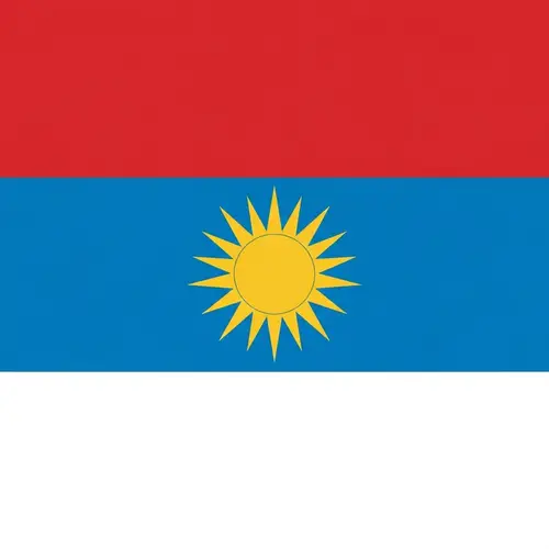 Flag with Red, Blue & White Stripes and Golden Sun | Symbol of Radiance