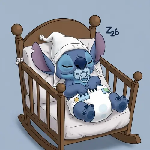 Adorable Stitch - Experiment 626 Reimagined as a Sleeping Baby