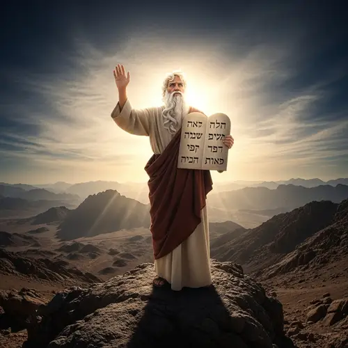 Prophet Moses Standing on Mountain | Biblical Artwork