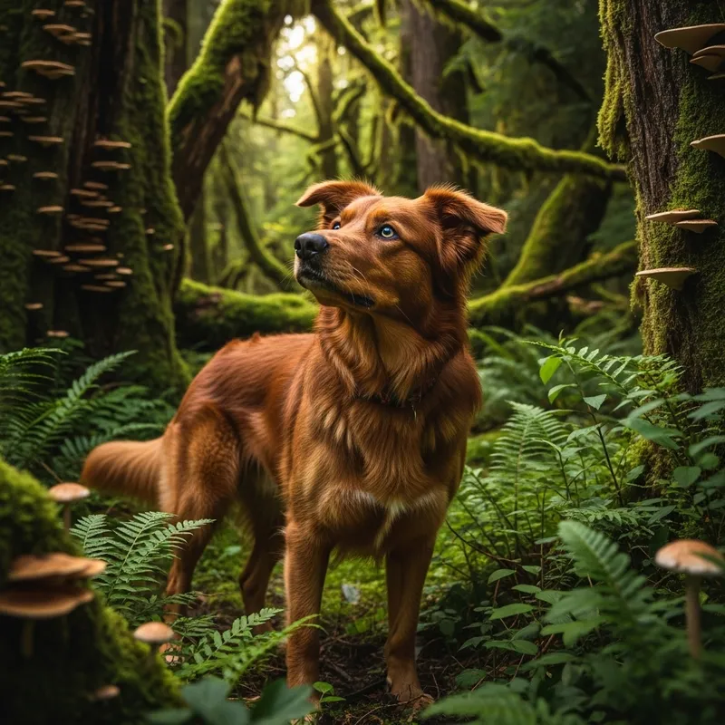 Golden Retriever and German Shepherd Mix in Forest Golden Retriever and German Shepherd Mix in Forest
