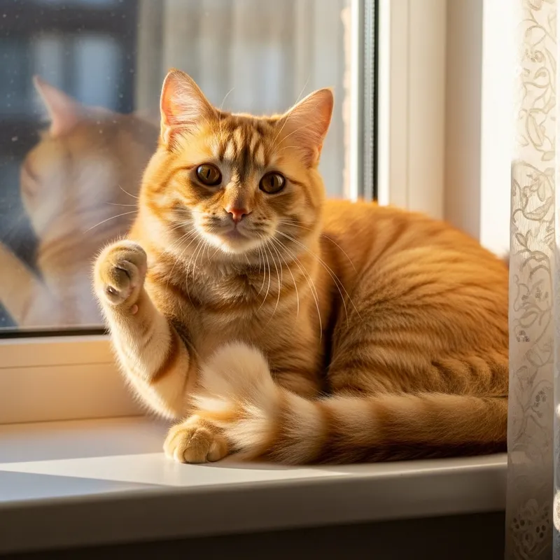 Tranquil Yellow Cat on Windowsill