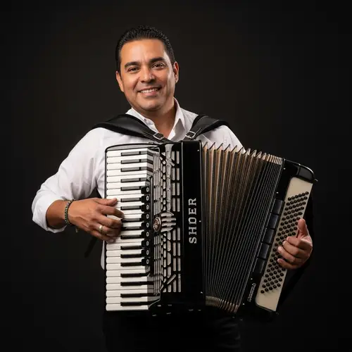 Charming Hispanic Man Expertly Playing Accordion | Musical Talent