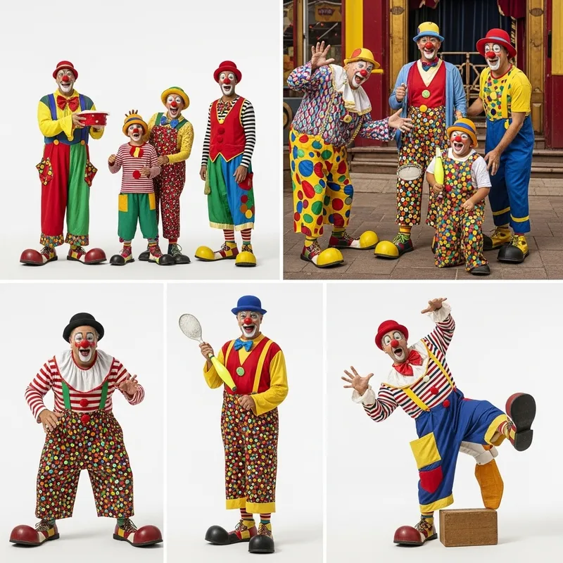 Exaggerated Clown Group: Slapstick Comedy Fun