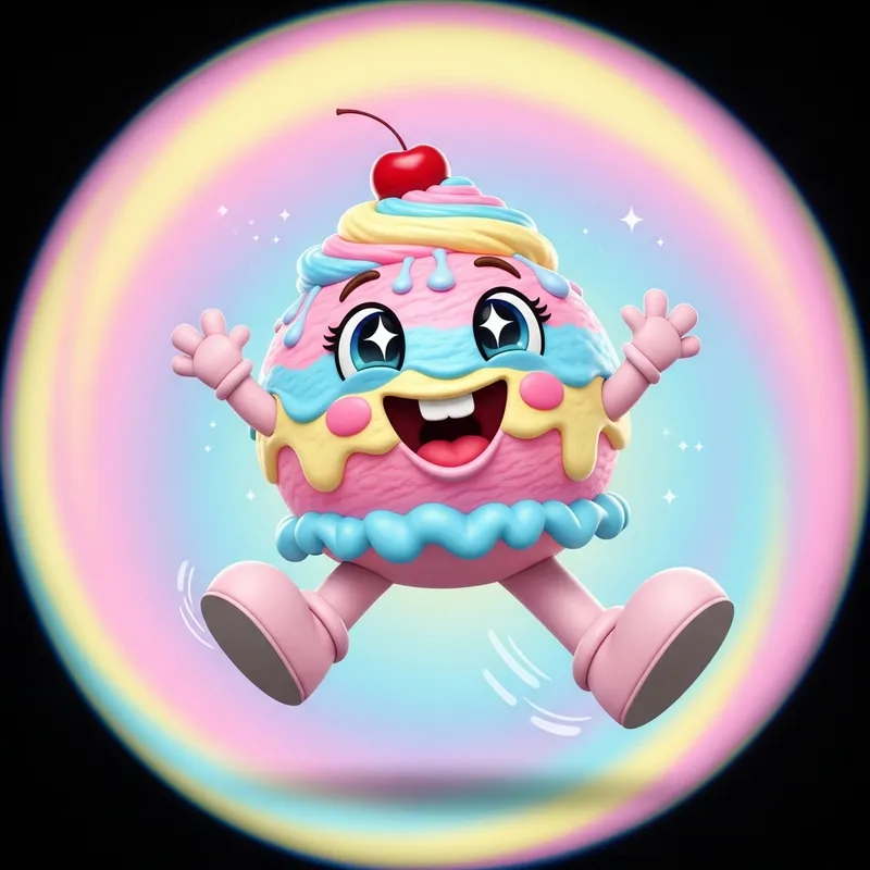 Adorable Ice Cream Cake Mascot | Vibrant Pastel Whimsy Adorable Ice Cream Cake Mascot | Vibrant Pastel Whimsy