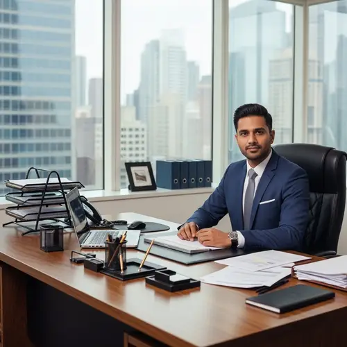 Sophisticated South Asian Male Business Executive in Professional Office Setting
