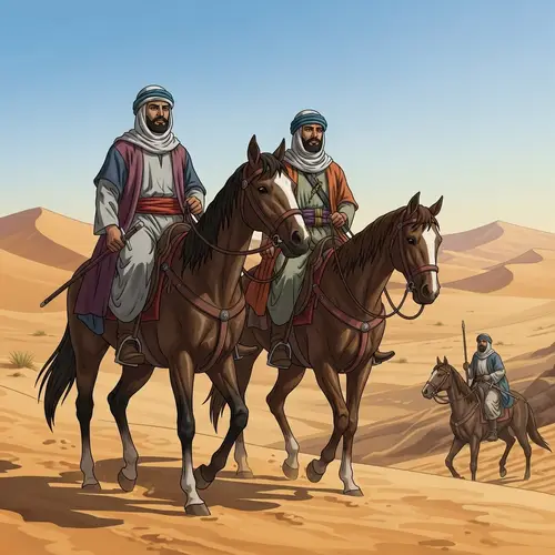 Middle Eastern Men on Horseback in Desert - Jahiliyyah Period