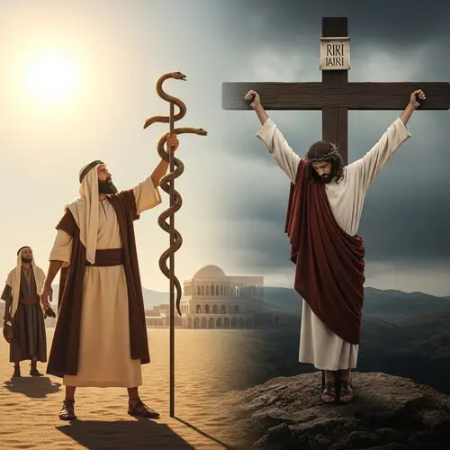 Moses and Jesus Artistic Depiction - Biblical Transformation