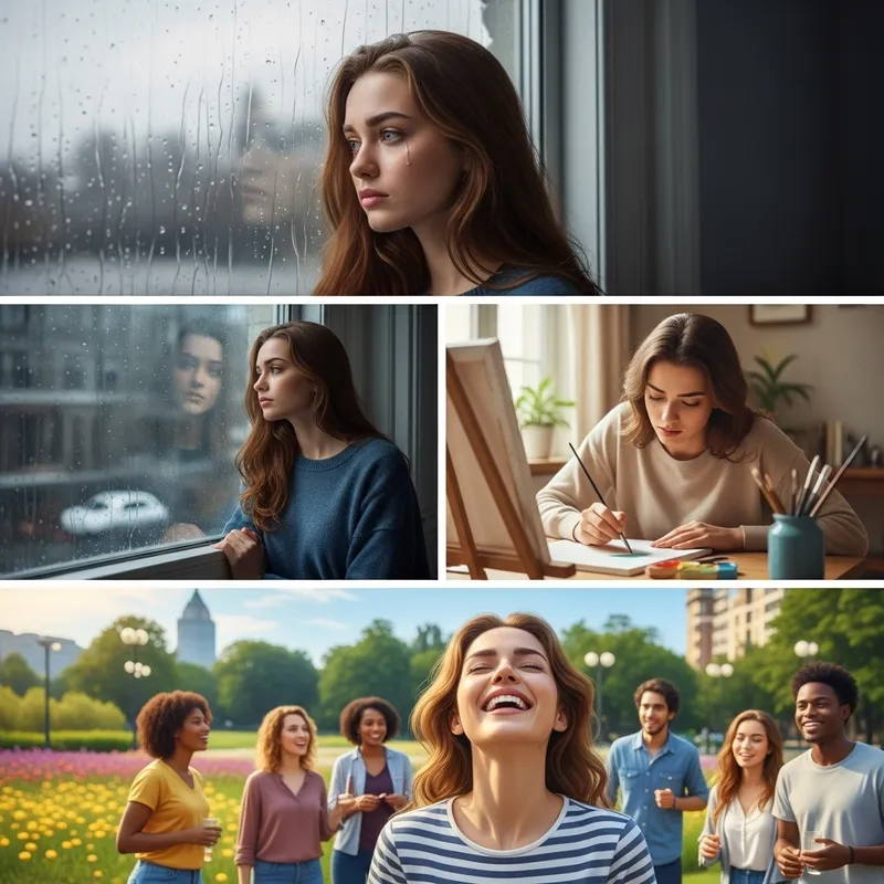 Woman's Emotional Journey: Heartbreak to Happiness