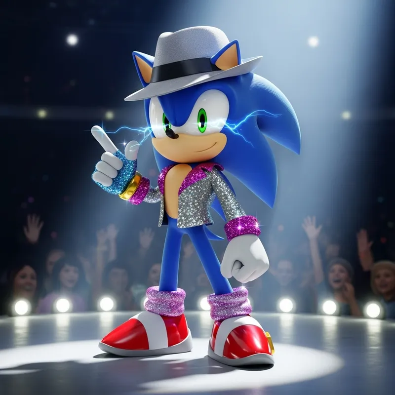 Sonic in Michael Jackson Outfit: Vibrant Stage Performance