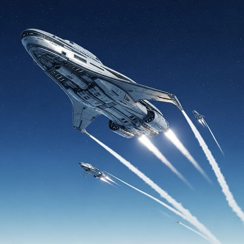 Starship Launching into Twilight Sky - A Vision of Human Technological Achievement Starship Launching into Twilight Sky - A Vision of Human Technological Achievement