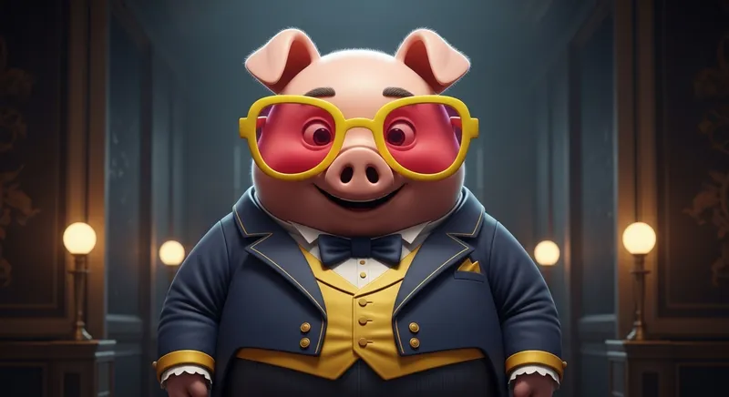 Gigachada Pig in Exquisite Tailcoat and Vibrant Sunglasses