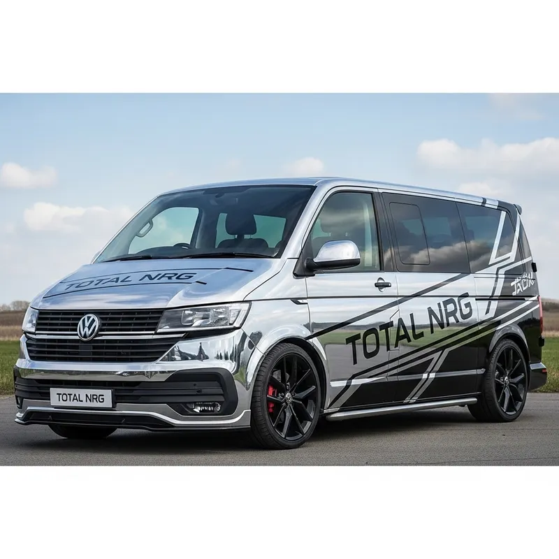 High Rez Image of Beefed Up VW Transporter T6.1 in Chrome & Black | Total NRG Design