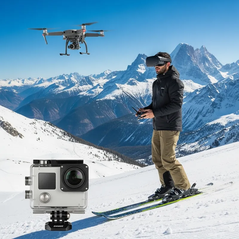 Epic Ski Stunt in Swiss Alps with VR Drone Adventure