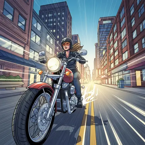 American Woman Riding Vintage Motorcycle in Layton Utah