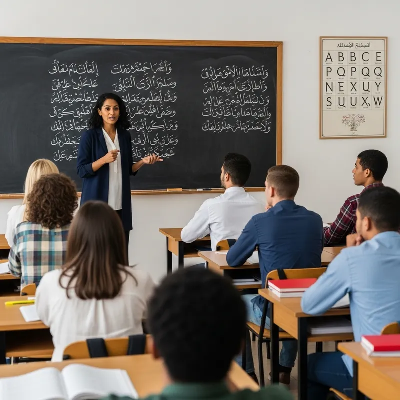 Enthusiastic Arabic Teacher in Classroom