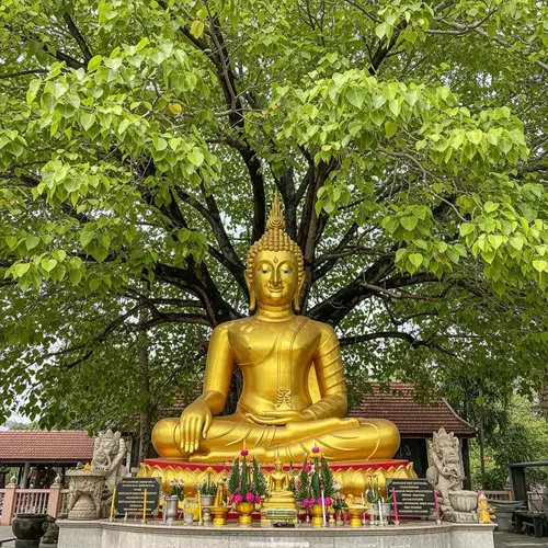 Tranquil Buddha Statue Meditation | Lush Bodhi Tree Scene