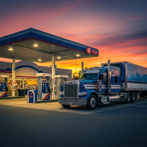 High-Quality Semi-Truck at Gas Station