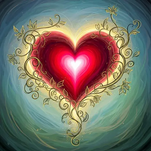 Abstract Love Imagery: Heart and Nature's Embrace