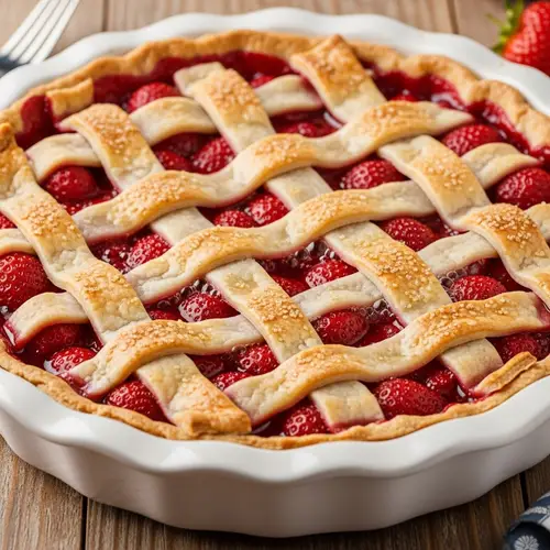 Delicious Strawberry Pie with Juicy Ripe Strawberries
