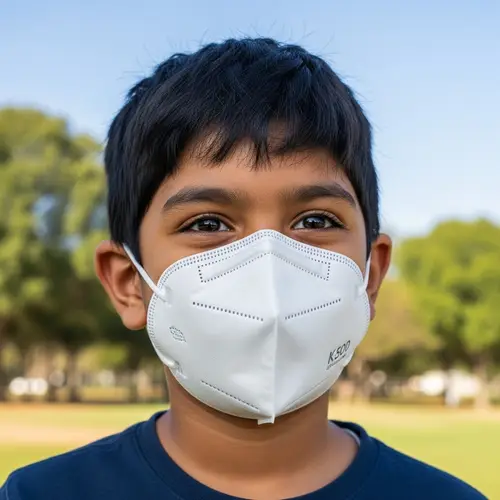 South Asian Boy Wearing K-95 Mask | Curious Child Outdoors