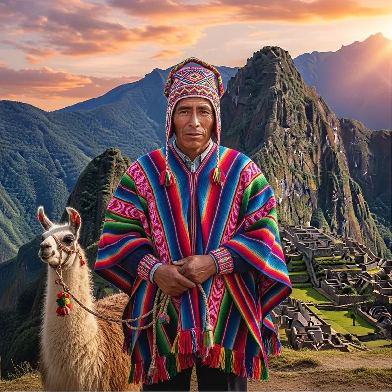 Vibrant Peruvian Man in Traditional Attire Vibrant Peruvian Man in Traditional Attire
