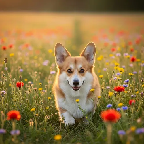 Adorable Welsh Corgi Trotting in Green Meadow | Cute Corgi Dog