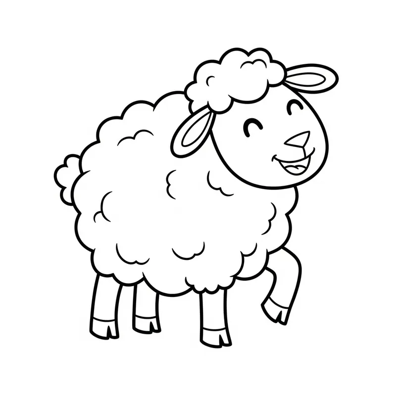 Playful Sheep Coloring Page | Classic Children's Book Illustration