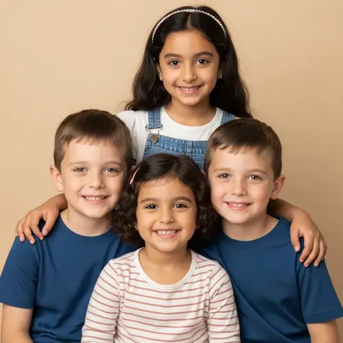 Cheerful Portrait of Three Siblings | Family Photo Happiness