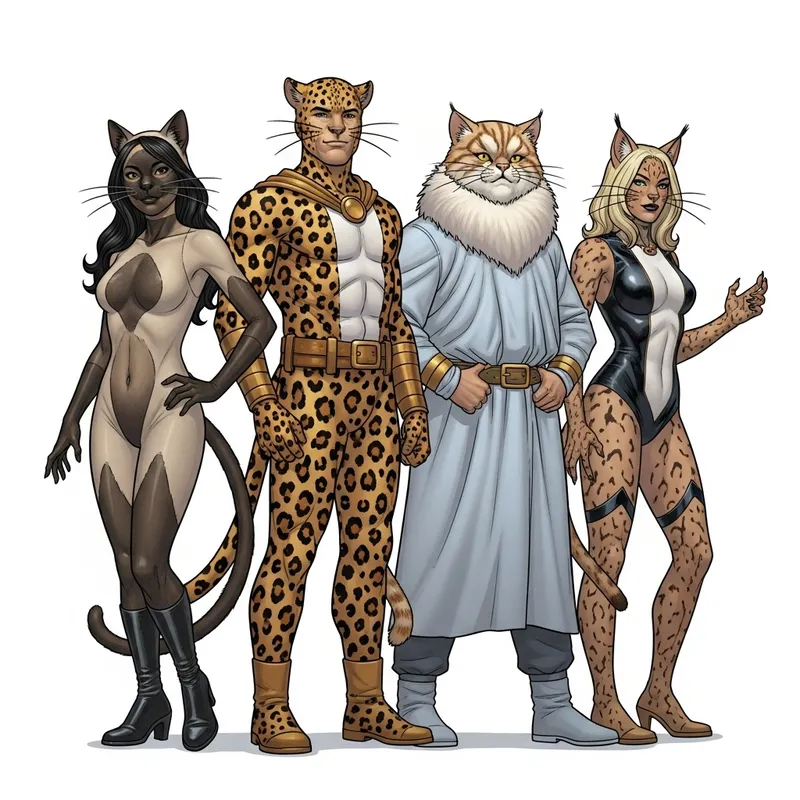 Cat Superhero Team Inspired by Feline Outfits