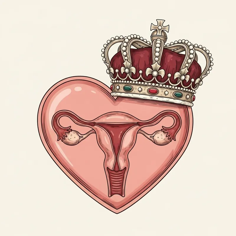 Heart Crown & Uterus Illustration - Unique Design