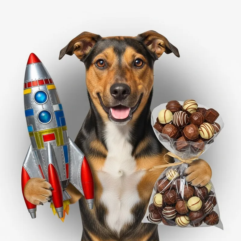 Adventurous Dog with Rocket and Chocolate Delight Adventurous Dog with Rocket and Chocolate Delight