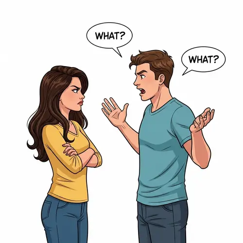 Comic Illustration: Tense Situation Between Boyfriend and Girlfriend